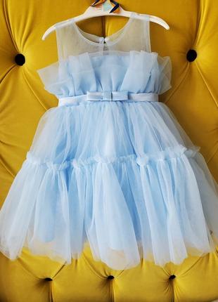Детское пышное голубое платье для девочки на 4 5 6 7 лет 110 1...