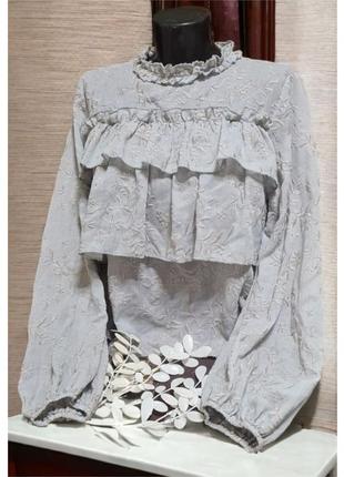 Блуза с длинным рукавом вышивкой zara