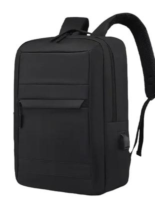 Средний плотный рюкзак с USB 40х28х14 см 28 л Черный
