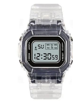 Прозрачные электронные часы винтажные с подсветкой аналог casi...