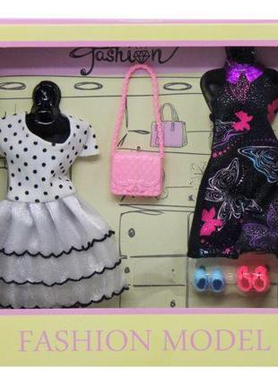 Кукольный набор 2 платья, сумочка, обувь Вид 1