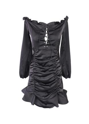 Б/У женское платье с длинным рукавом черное S Fashion