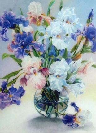 Набор Алмазная мозаика вышивка Синие ирисы петушки цветы декор...