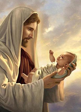 Набор Алмазная мозаика вышивка Иисус с младенцем на подрамнике...