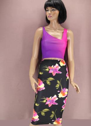 Новая брендовая облегающая юбка - карандаш "misslook" с цветоч...