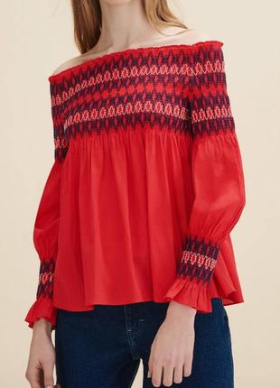 Котонова блузка з вишивкою maje