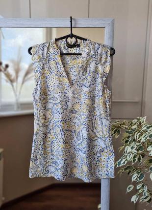Летняя шелковая блузка блуза топ в летний принт massimo dutti