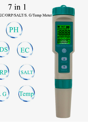Тестер качества воды 7 в 1 PH/TDS/EC/ORP/SALINITY/S.G./ТEMP С-600