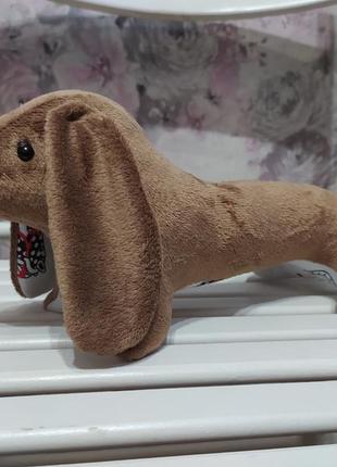 Плюшевая игрушка такса коричневая собака пес щенок подарок для...