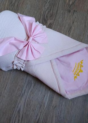 Конверт на выписку розовый одеяло плед коляску кроватку новоро...