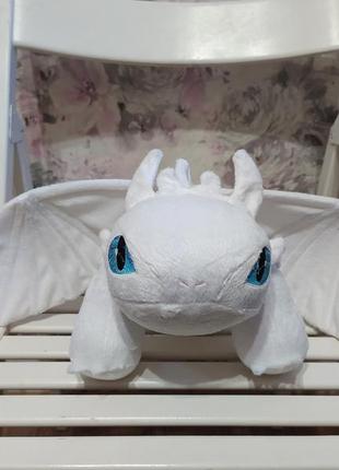 Плюшевая игрушка дракон белая дневная фурия 50 см 03764