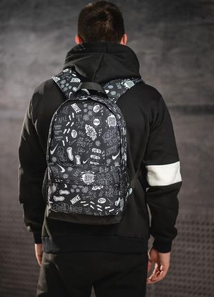 Стильный городской черный рюкзак с принтом Nike, найк.