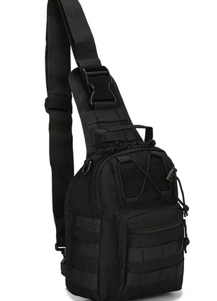 Тактическая армейская сумка-рюкзак через плечо для военных Черный