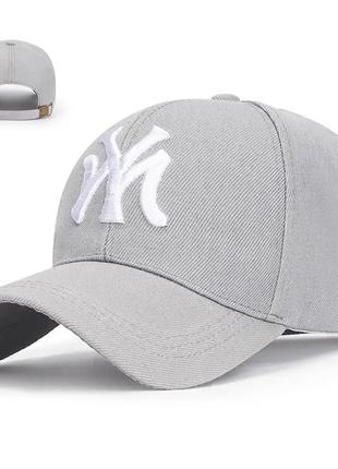 Кепка бейсболка New York серая с белым логотипом