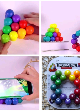 Головоломка-антистрес Rainbow Puzzle Balls, іграшка молекула