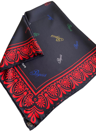 Шелковый платок pompöös couture 90*90 см италия черно-красная