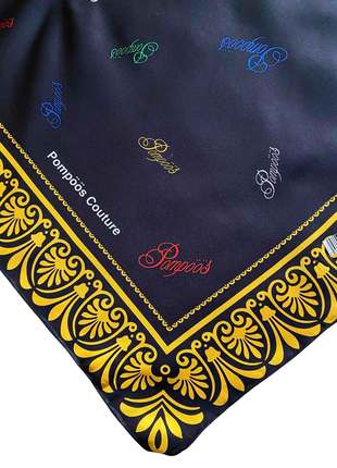 Шелковый платок pompöös couture 90*90 см италия черно-желтая
