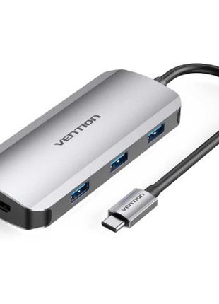 Концентратор Vention USB3.1 Type-C --> HDMI/USB-C Gen 1/USB 3....