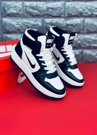 Кроссовки мужские Nike хай топы, черно-белые удобные кроссы Найк