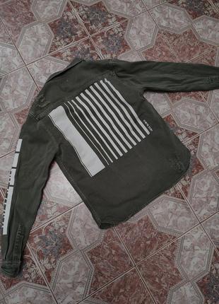 Джинсова куртка zara, джинсова рубашка zara, куртка кольору хакі