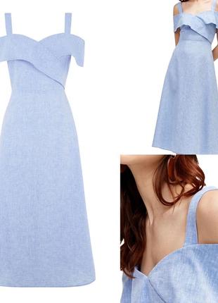 Неймовірна лляна міді сукня в ніжному блакитному кольорі з ого...
