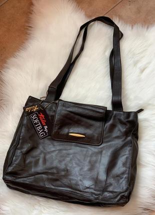 Новая кожаная качественная сумка от бренда tula в темно коричн...