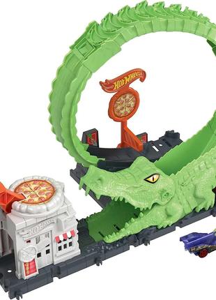 Игровой набор Hot Wheels Toy Car Track Set Gator Loop Attack х...