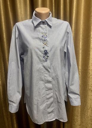 Женская рубашка Imperial хлопок сине-белая полоска размер m