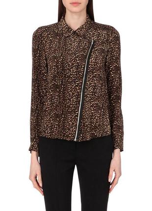 Жакет блуза рубашка шелковая на молнии с леопардовым принтом t...