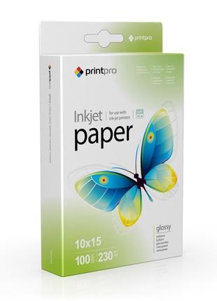 Папiр PrintPro глянсовий 230г/м2 10x15см 100арк. (PGE2301004R)