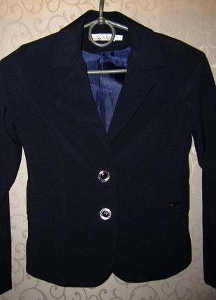 Фирменный жакет пиджак темно-синий для девочки размер 128