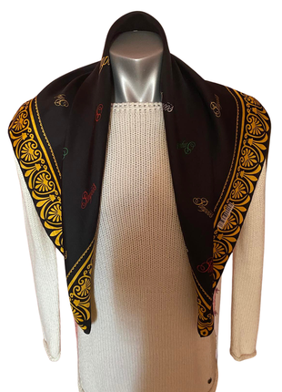 Шелковый платок pompöös couture 90*90 см италия черно-желтая