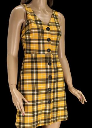 Стильное желтое платье мини в клеточку "new look". размер uk 6...