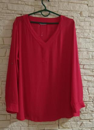 Женская базовая рубашка блуза красного цвета большой размер 56-58