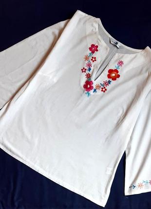Блуза вышиванка new look белая легкая размер 52