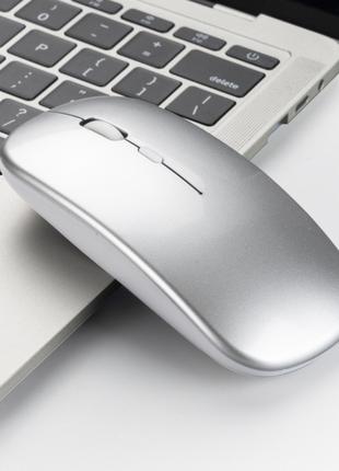 Бездротова срібна миша безшумна акумуляторна Bluetooth