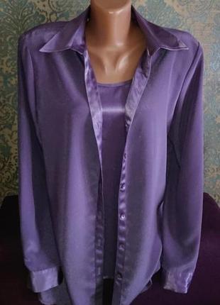 Красивая лиловая блуза большой размер батал 48/50 блузка рубашка