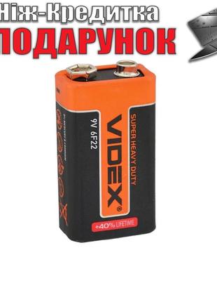 Батарейка солевая Крона VIDEX 6F22 9V Черный с оранжевым