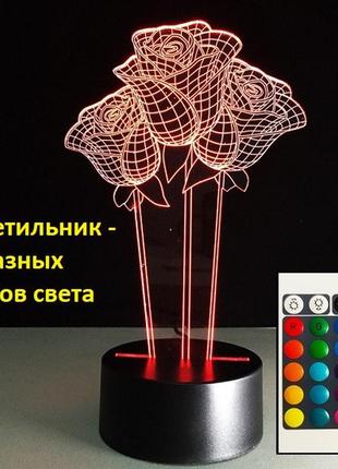 3d светильник розы, подарок любимой девушке на день рождения, ...