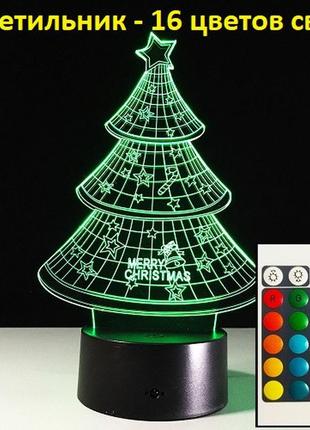3d светильник, "новогодняя елка", подарки детям на новый год, ...