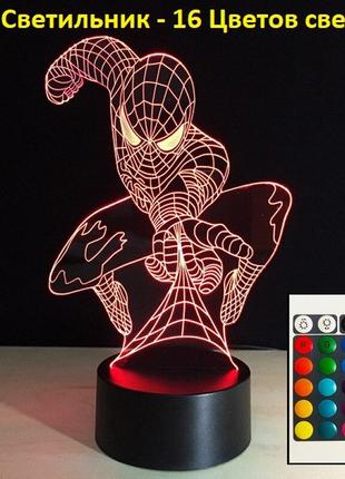 Светильник 3d человек паук, дизайнерские 3d светильники, подар...