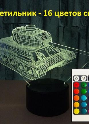 3d светильник танк, 1 светильник - 16 цветов света. оригинальн...