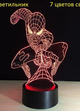 3d светильник, "человек паук" оригинальный подарок ребенку, де...