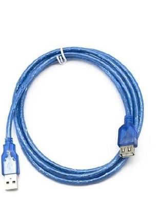 Продовжувач USB Gresso без феритiв 3м блакитний прозорий