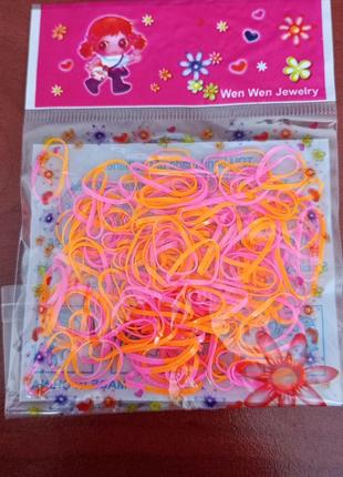 Пакет гумок для плетення браслетів Помаранчево-рожеві