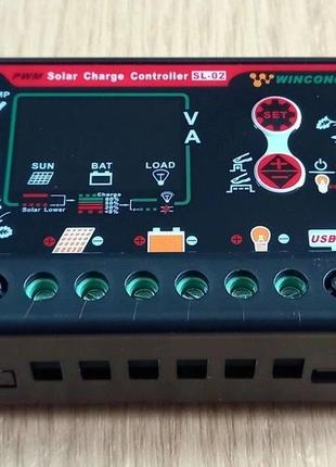 Контроллер заряда аккумуляторов от солнечной панели 30A PWM (Ш...