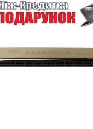 Губная гармошка Harmonica металлическая Золотой