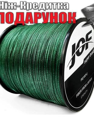 Шнур волосінь плетена JOF 300м 40LB рибальський X4 40LB Зелений