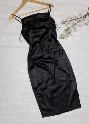 Черное атласное бельевое платье femme luxe, s.