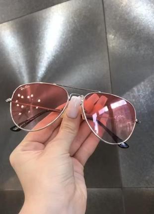 Солнцезащитные очки от солнца розовые металл серебро капли кап...